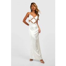 Robe Nuisette Satinée À Découpes - Blanc Cassé - 42, Blanc Cassé