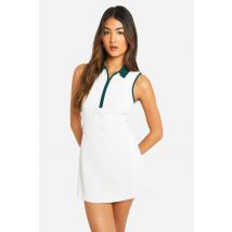 Contrast Zip Tennis Playsuit - Blanc - 42, Blanc