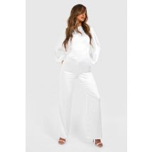 Combinaison En Satin Pour Demoiselle D'Honneur À Manches Blouson - Blanc - 40, Blanc