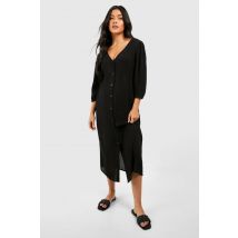 Robe Midi De Maternité En Étamine À Boutons - Noir - 44, Noir
