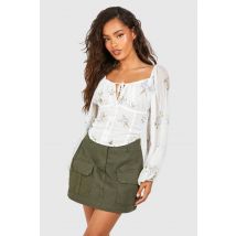 Chemisier Paysanne Fleuri - Blanc - 42, Blanc