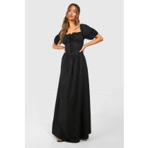 Popeline Maxi Robe De Paysanne - Noir - 36, Noir
