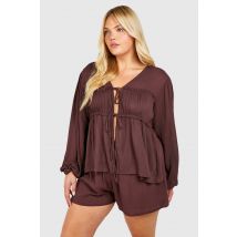 "Plus" Cheesecloth Floaty Short - Marron Chocolat - 44, Marron Chocolat