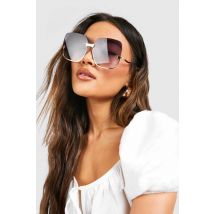 Lunettes De Soleil Oversize À Monture Mé"Tall"ique - Jaune Or - One Size, Jaune Or