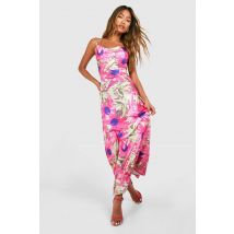 Robe Nuisette Longue À Fleurs - Rose - 46, Rose