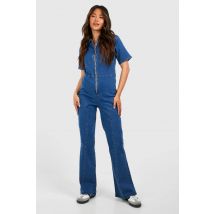 Combinaison En Denim Avec Zip - Bleu - 34, Bleu
