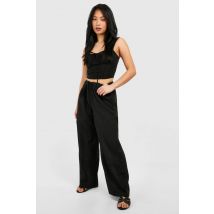 Pantalon Petit Look Lin À Cordon - Noir - 36, Noir
