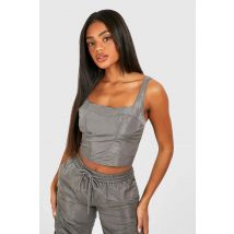 Crop Top À Détails De Couture Parachute - Gris Foncé - 42, Gris Foncé