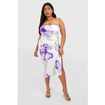 "Plus" Printed Midi Slip Dress - Mauve - 56, Mauve