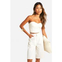 Shorts Mi-Longs À L'Aspect Lin Sur Mesure - Blanc Cassé - 36, Blanc Cassé