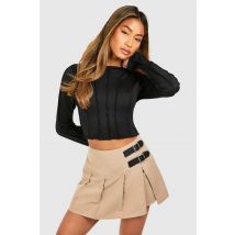 Crop Top À Détail De Couture - Noir - 38, Noir