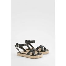 Sandales Espadrilles Compensées Croisées - Noir - 36, Noir