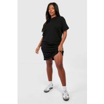Grande Taille - Robe T-Shirt Froncée - Noir - 50, Noir