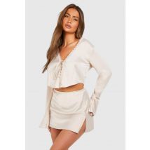 Jupe Micro-Mini En Satin Fendue À La Cuisse - Blanc Cassé - 42, Blanc Cassé