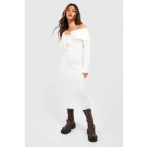 Robe Pull À Épaules Dénudées - Blanc Écru - S/M, Blanc Écru