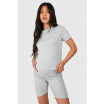 Maternity Ribbed Short Sleeve T-Shirt - Gris - 40, Gris