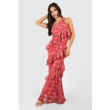"Petite" Robe Maxi Paisley À Une Épaule Et Volants - Orange - 42, Orange