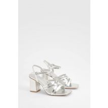 Chaussures Mé"Tall"isées À Talon Carré - Gris - Argent - 41, Gris - Argent