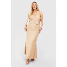 "Plus" Woven Jupe Maxi Ajustée En Tissage À Fines Rayures - Gris Pierre - 44, Gris Pierre