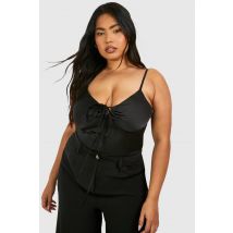 Top Cami Grande Taille Avec Détail Noué À L'Avant - Noir - 54, Noir