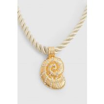 Collier À Corde Orné D'Un Pendentif En Coquille - Jaune Or - One Size, Jaune Or