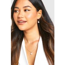Drop Boucles D'Oreilles Créoles Et Ensemble Collier En Perle - Jaune Or - One Size, Jaune Or