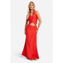 Gilet En Lin À Dos Nu Sans Manches - Rouge Orangé - 42, Rouge Orangé