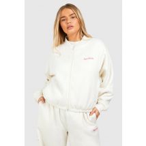 "Plus" Sweatshirt Bomber À Zip Dsgn Studio Script - Blanc Écru - 46, Blanc Écru