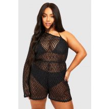 "Plus" Combinaison De Plage En Maille Jersey À Une Épaule - Noir - 48, Noir
