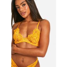 Lace Detail Underwire Bra - Orange - 34B, Orange