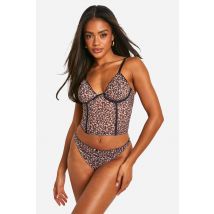 Leopard Mesh Underwire Corset - S, Leopard