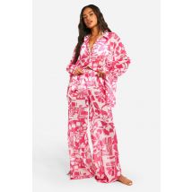 Pantalon De Plage Texturé À Imprimé Abstrait - Rose - S, Rose
