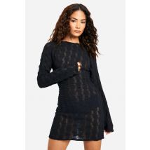 "Petite" - Robe Dos Nu En Maille - Noir - S, Noir