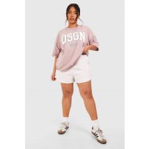 "Plus" Dsgn Studio Slogan Oversized T-Shirt - Mauve - 54, Mauve