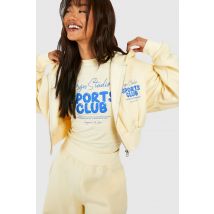 Dsgn Studio Sports Club - Slogan Bubble - Sweat À Capuche Zippé À Ourlet Profond - Citron - Xl, Citron
