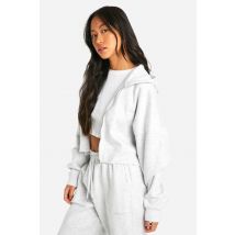 Dsgn Studio Sweat À Capuche Court Boxy Zippé Avec Broderie - Gris - Xl, Gris
