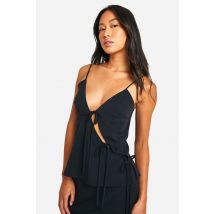 Haut Cami Asymétrique À Détail Noué - Noir - 40, Noir