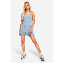 Robe Mini En Jean Bandeau Avec Détails De Poche Et De Ceinture - Bleu - 34, Bleu