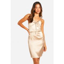 "Tall" Satin Mini Slip Dress - Gris Pierre - 38, Gris Pierre