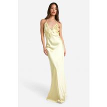 Robe Nuisette Maxi En Satin À Volants Pour Grandes - Citron - 44, Citron