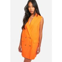 Robe Blazer Sans Manches Style Lin - Orange - 42, Orange