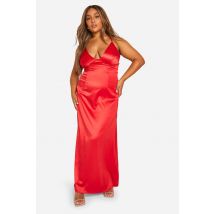 Robe Maxi Plissée Avec Bonnets Intégrés - Rouge - 44, Rouge
