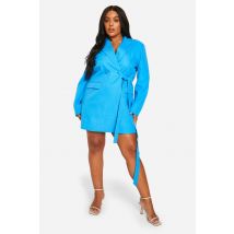 Robe Blazer Texturée À Nouer Sur Le Côté - Bleu Roi - 56, Bleu Roi