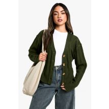 Cardigan Boyfriend En Tricot À Côtes Douces Avec Détail De Couture - Vert Sapin - S, Vert Sapin