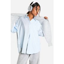 Oversized Mix Stripe Shirt - Bleu - 36, Bleu