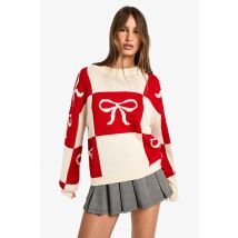 Pull De Noël À Nœud - Rouge - S, Rouge
