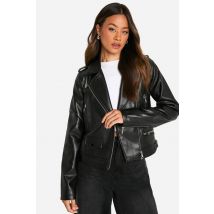 Veste De Moto En Simili Cuir Longue - Noir - 34, Noir