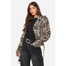 Veste En Jean Biker À Motif Léopard - Leopard - 36, Leopard