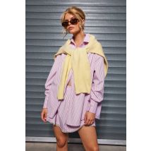 Chemise À Fines Rayures Oversize - Rose - 34, Rose