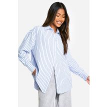 Chemise Oversize À Rayures Texturées - Bleu Clair - 36, Bleu Clair